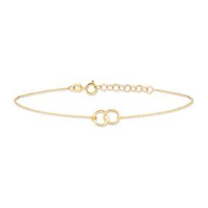 14k solid gold interlocking circles bracelet | 14k real gold double circle bracelet for women | dainty intertwined circles bracelet | 14k gold jewelry | gift for her, adjustable 6" to 7"