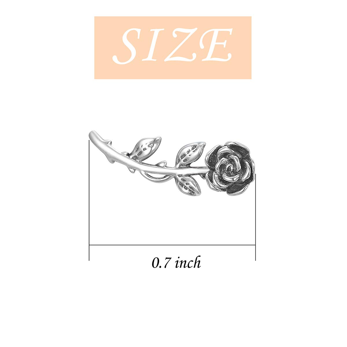 S925 Sterling Silver Rose Flower Clip Stud Ear Cuffs Crawler Climber Earrings for Women Teen