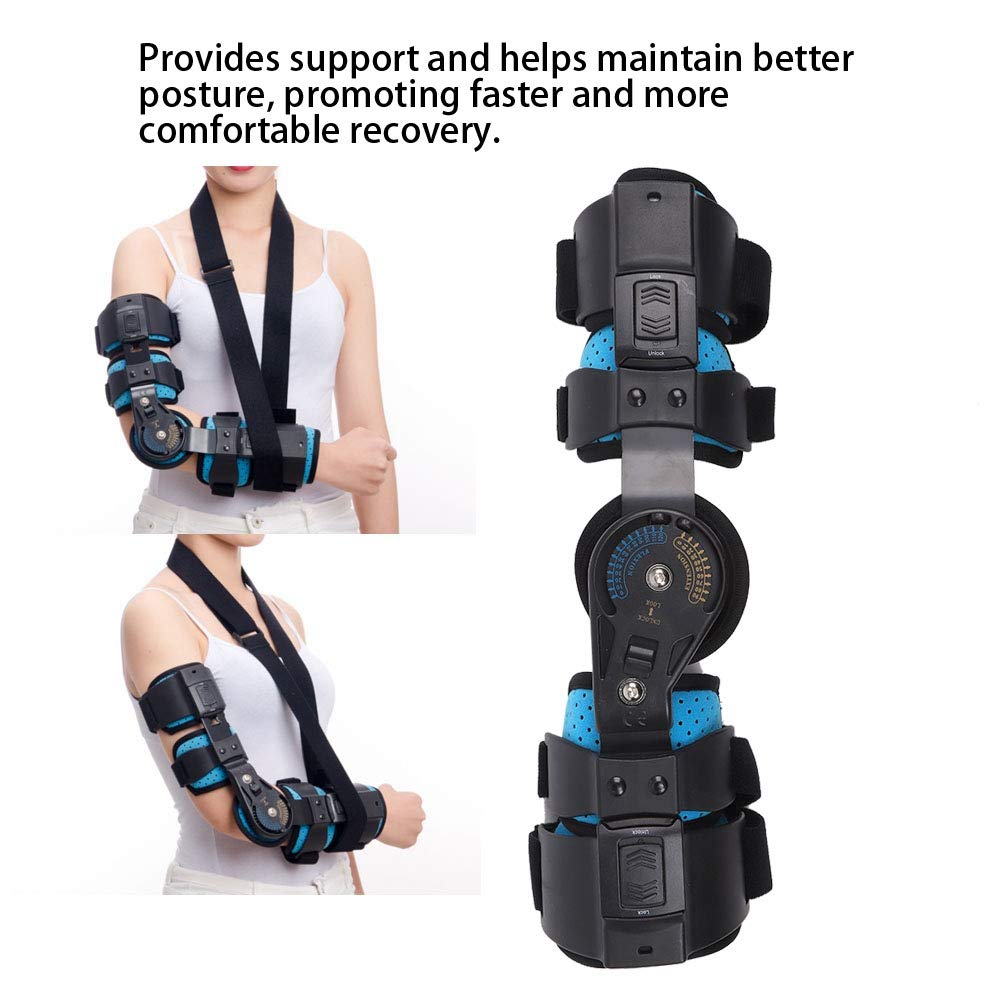 Wytino Hinged ROM Elbow Brace with Strap,Adjustable Post Op Elbow Brace Stabilizer Splint for Injury Recovery Arm Support Arm Extension Protector orthosis Tools - for Right Arm