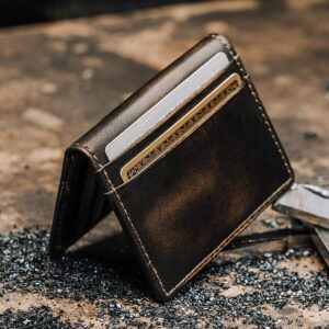 House of Jack Co. Slim Card Wallet | Bifold Credit Card Wallet For Men | Full Grain Cowhide | Minimalist Front Pocket Wallet | Mens Card Holder | Travel Wallet