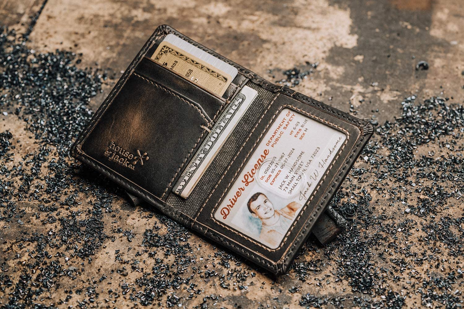 House of Jack Co. Slim Card Wallet | Bifold Credit Card Wallet For Men | Full Grain Cowhide | Minimalist Front Pocket Wallet | Mens Card Holder | Travel Wallet