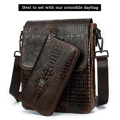 NIUCUNZH Genuine Leather Cool Long Wallets for Men Personalized Zip Around Wallet Checkbook Cash Credit Card Holder Wallet Coffee