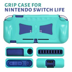 CoBak Carrying Case for Nintendo Switch Lite - with 1 Screen Protector, 1 Grip Case and 4 Thumb Grip Caps, Ultra Slim Premium EVA Travel Pouch Protective Cover, 8 Game Cartridges, Green