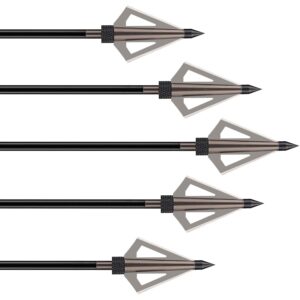 ONE250 12 Pack 125 Grain Fixed Three Blade Archery Broadheads, Hunting Screw-in Arrow Tips Compatible with Crossbow and Compound Bow (Brown)