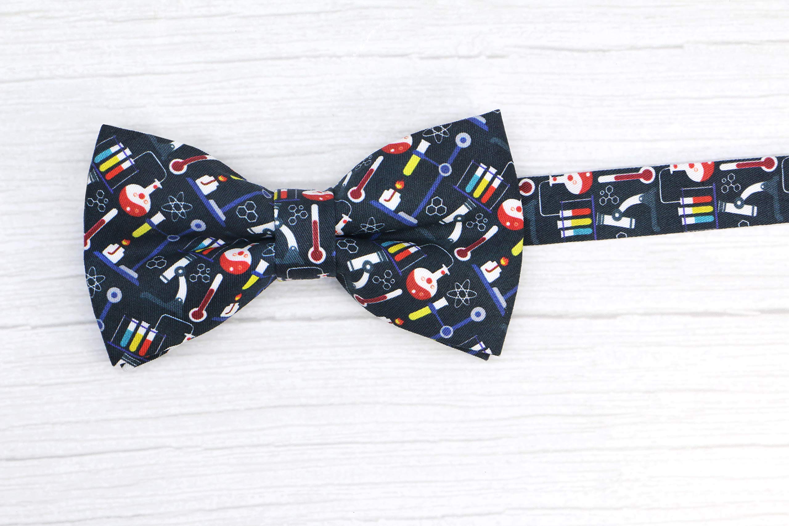 OCIA Funny Pattern Pre-tied Bow Tie Cotton Adjustable Bowtie for Mens & Boys White Black Red Yellow Blue(Chemistry) M - (6yrs to Young Adults)