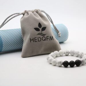 HEDQFM 2pcs 10mm Howlite bracelet Lava Bead Bracelets Natural Volcanic Rock Aromatherapy Essential oil Diffuser Bracelet White Turquoise Yoga Bangle Couples Men Women Gift