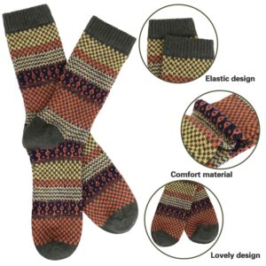 Loritta 6 Pairs Winter Socks Men Wool Socks Mens Thermal Nordic Socks Warm Socks for Men,Amber