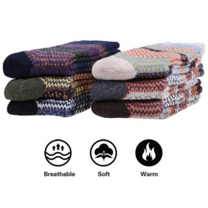 Loritta 6 Pairs Winter Socks Men Wool Socks Mens Thermal Nordic Socks Warm Socks for Men,Amber