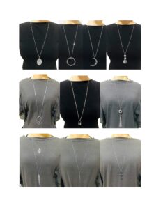 ofeiyaa 10pcs long pendant necklace simple moon bar three triangle tassel lock sweater y shape punk chain choker necklace for adults women silver tone