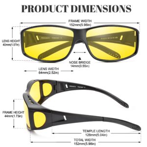 Peekaco Night Vision Driving Glasses Fit Over Glasses, Wrap Around Nighttime Glasses Anti Glare Polarized for Men Women