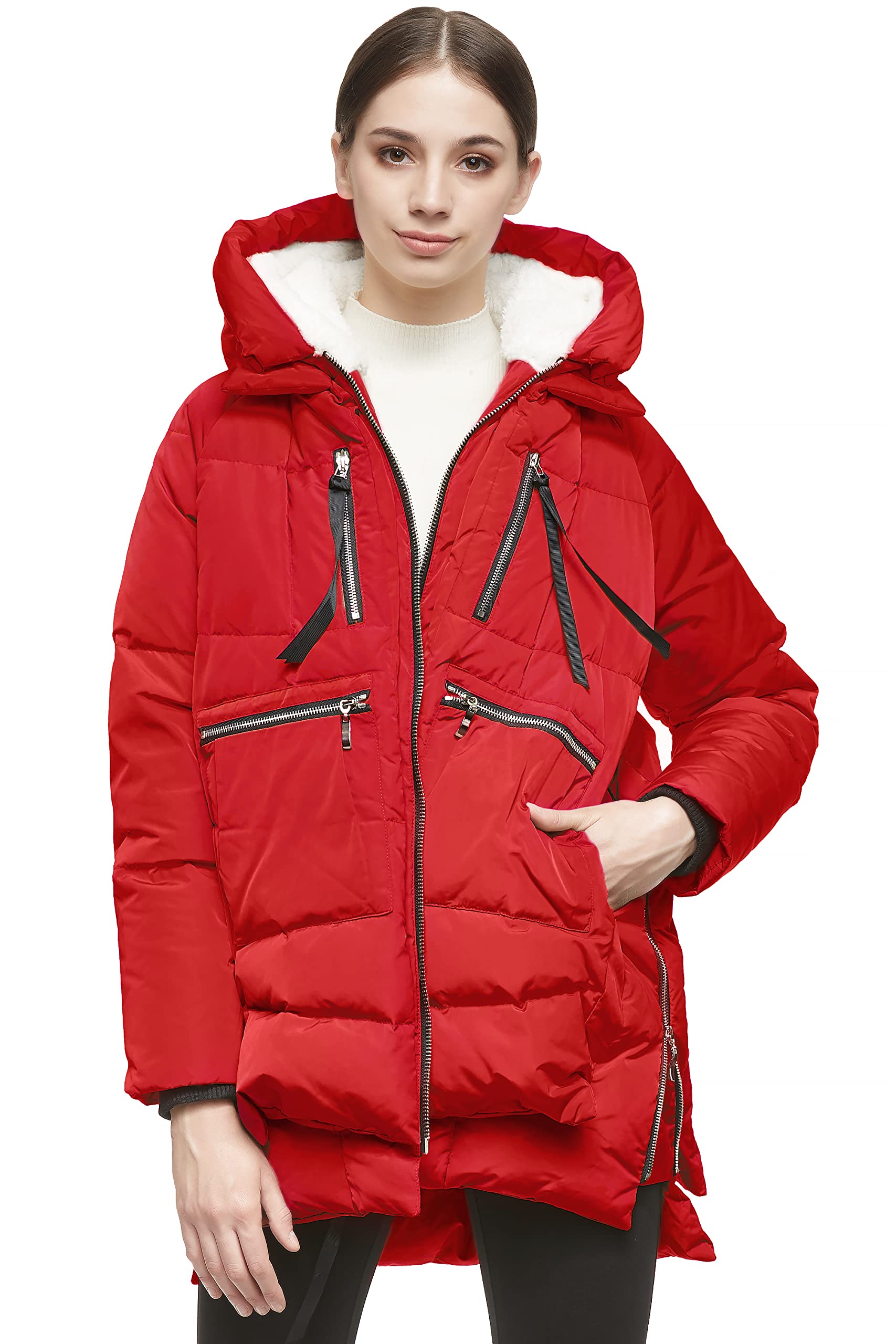 Orolay Women's Thickened Down Jacket Red Small