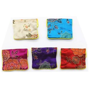 HAN SHENG 20 Pcs Embroidered Silk Jewelry Pouch Brocade Coin Purse Zipper Jewelry Pouch Gift Bags