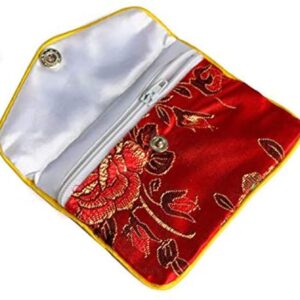 HAN SHENG 20 Pcs Embroidered Silk Jewelry Pouch Brocade Coin Purse Zipper Jewelry Pouch Gift Bags