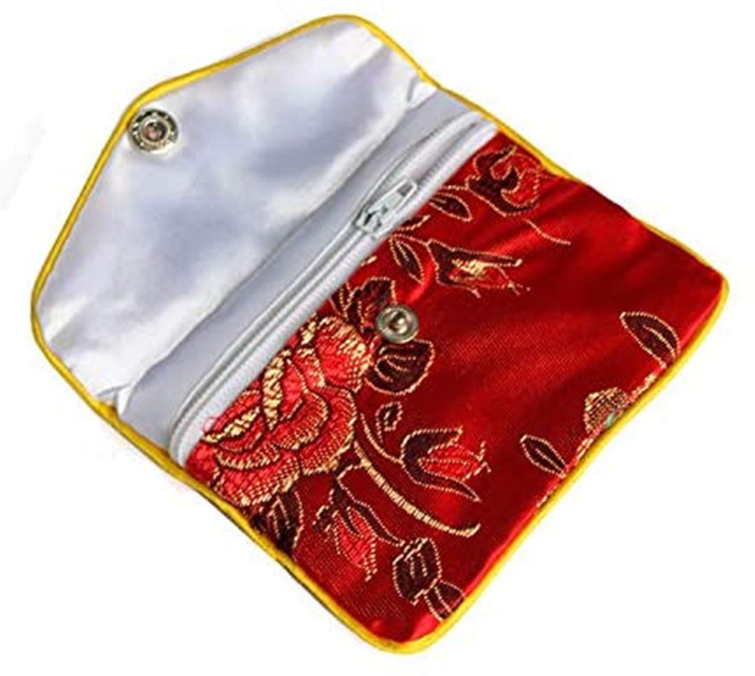 HAN SHENG 20 Pcs Embroidered Silk Jewelry Pouch Brocade Coin Purse Zipper Jewelry Pouch Gift Bags