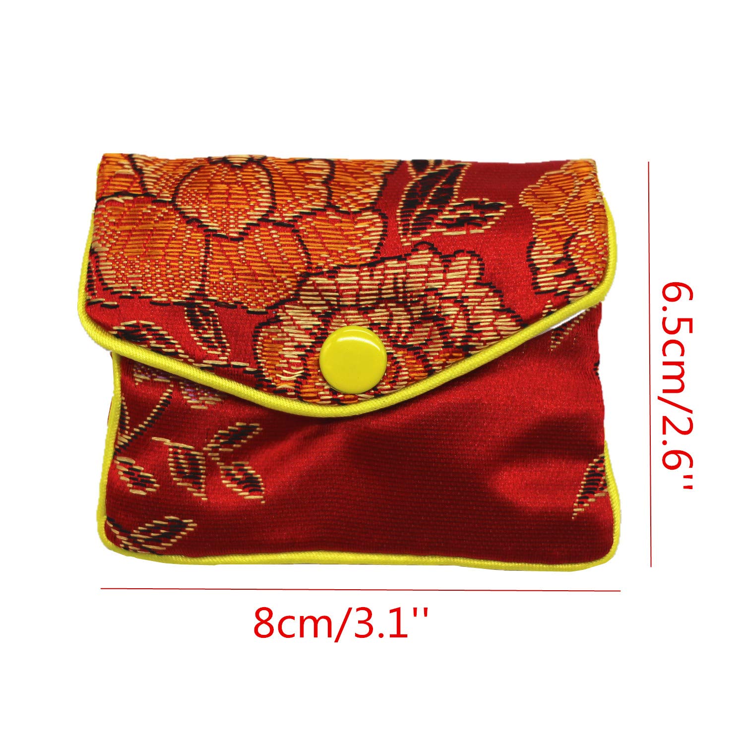 HAN SHENG 20 Pcs Embroidered Silk Jewelry Pouch Brocade Coin Purse Zipper Jewelry Pouch Gift Bags