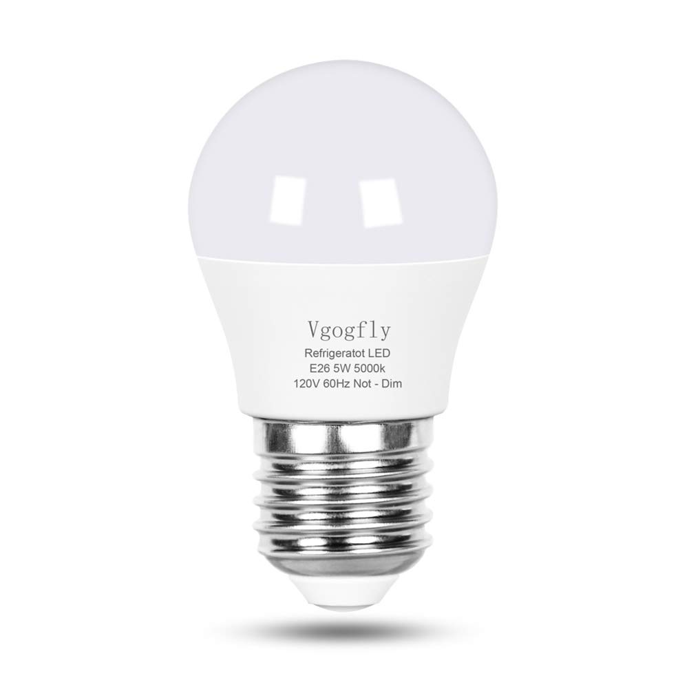 Vgogfly LED Refrigerator Light Bulb 40W Equivalent 120V A15 Fridge Waterproof Bulbs 5 W Daylight White 5000K E26 Medium Base Freezer Ceiling Home Lighting Lamp Non-dimmable(1 Pack)