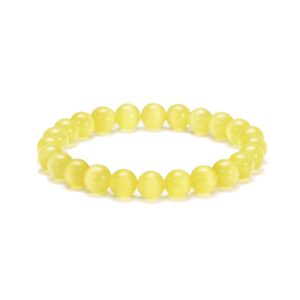 MAOCEN Women Bracelet 8mm Chakras Healing Colorful Cats Eye Yoga Stone Beads Bracelets Meditation Relax Anxiety Jewelry Elastic 6-6.5 Inches (Yellow Beads)