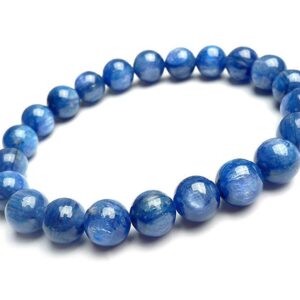 100% Natural Kyanite Gemstone Crystal Stretch Blue Round Bead Bracelet AAAA 8mm