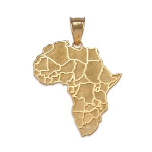 la blingz 10k yellow gold africa country map pendant necklace (pendant only)