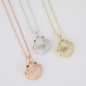 Honeycat Shell Locket Necklace in Gold, Rose Gold, or Silver | Minimalist, Delicate Jewelry (Gold)