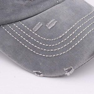 Distressed Ponytail Hat for Women American-Flag Pony Tail Caps High Bun Grey