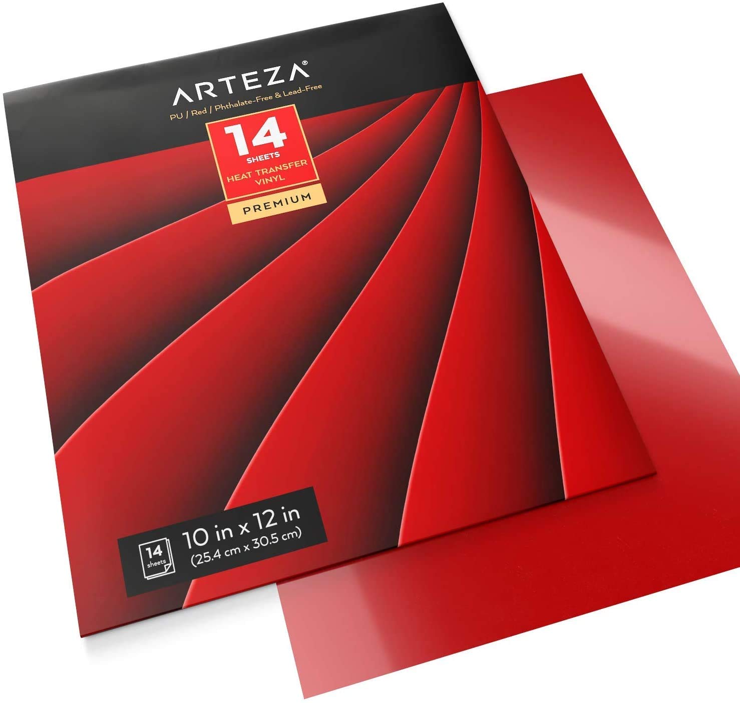 Arteza Heat Transfer Vinyl Red HTV Bundle, 14 Iron On Sheets, 10x12 Inches, Flexible & Easy to Weed, Use with Any Craft Cutting Machine, Boxed