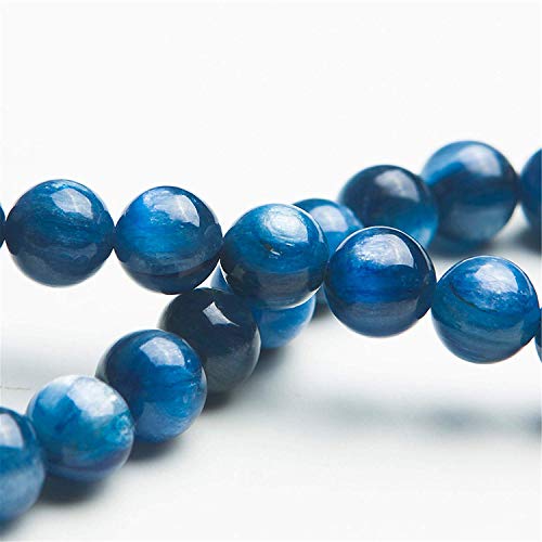 7mm Genuine Natural Kyanite Gemstone Crystal Stretch Blue Round Bead Bracelet AAAA