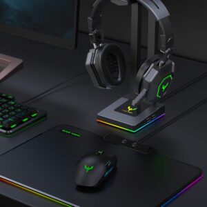 Blade Hawks RGB Gaming Headphone Stand with 3.5mm AUX and 2 USB Ports, Durable Headset Stand Holder for Bose, Beats, Sony, Sennheiser, Jabra, JBL, AKG, Fancy Gaming Accessories - HS18 (Only for PC)