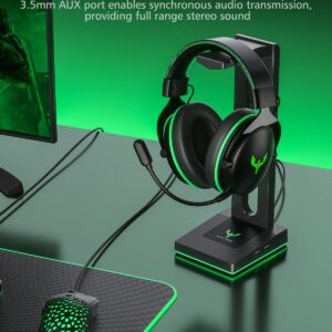 Blade Hawks RGB Gaming Headphone Stand with 3.5mm AUX and 2 USB Ports, Durable Headset Stand Holder for Bose, Beats, Sony, Sennheiser, Jabra, JBL, AKG, Fancy Gaming Accessories - HS18 (Only for PC)