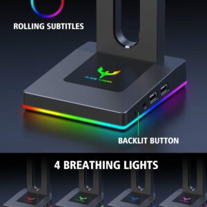 Blade Hawks RGB Gaming Headphone Stand with 3.5mm AUX and 2 USB Ports, Durable Headset Stand Holder for Bose, Beats, Sony, Sennheiser, Jabra, JBL, AKG, Fancy Gaming Accessories - HS18 (Only for PC)