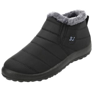 scurtain womens comfort snow boots non-slip winter booties black 6.5 women/6 men