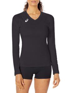 asics spin serve volleyball jersey long sleeve, team black, large