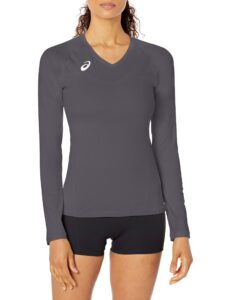 asics spin serve volleyball jersey long sleeve, team steel grey, x large