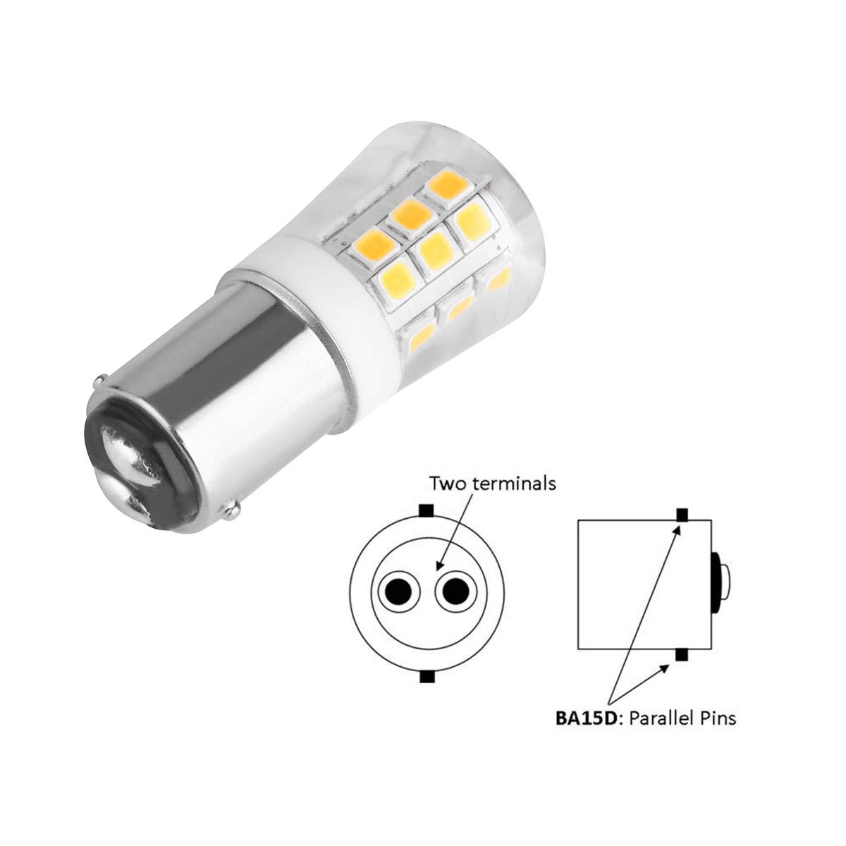 JOMITOP BA15D Two Contact LED Bulb S8 Bayonet Base 1076 1142 1176 Non-Dimmable 3W Waterproof AC12V/DC 10-24V Pack of 4