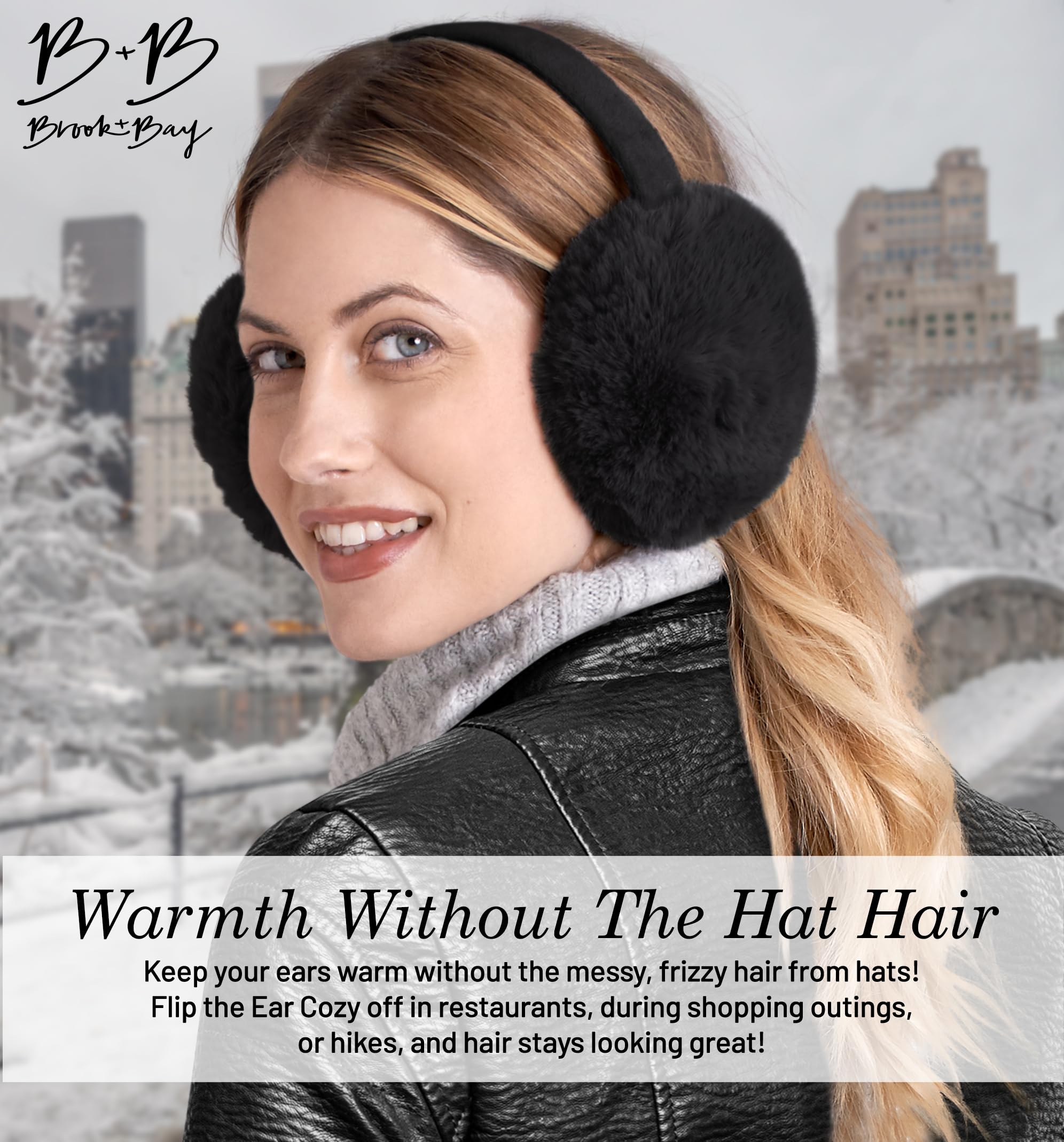 Brook + Bay Fleece Ear Muffs - Cozy & Foldable Earmuffs - Winter Ear Warmers for Women - Soft & Warm Ear Muffs for Women