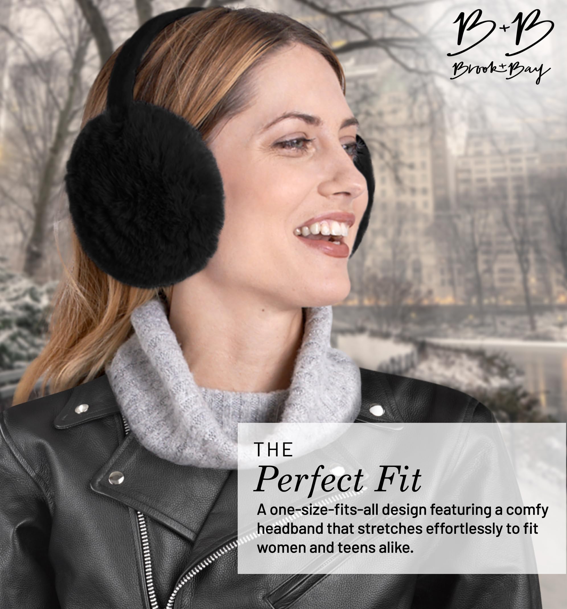 Brook + Bay Fleece Ear Muffs - Cozy & Foldable Earmuffs - Winter Ear Warmers for Women - Soft & Warm Ear Muffs for Women