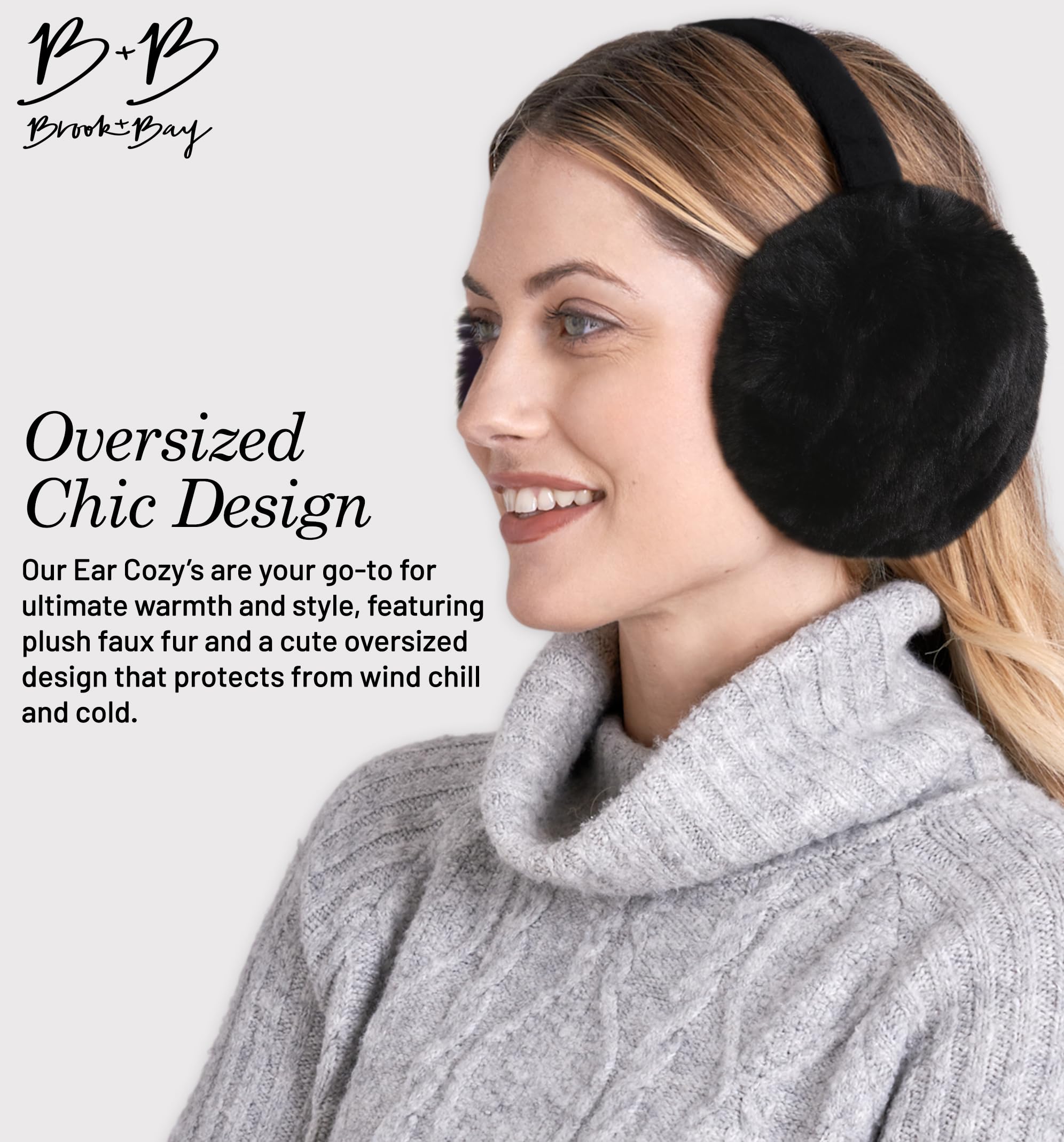 Brook + Bay Fleece Ear Muffs - Cozy & Foldable Earmuffs - Winter Ear Warmers for Women - Soft & Warm Ear Muffs for Women