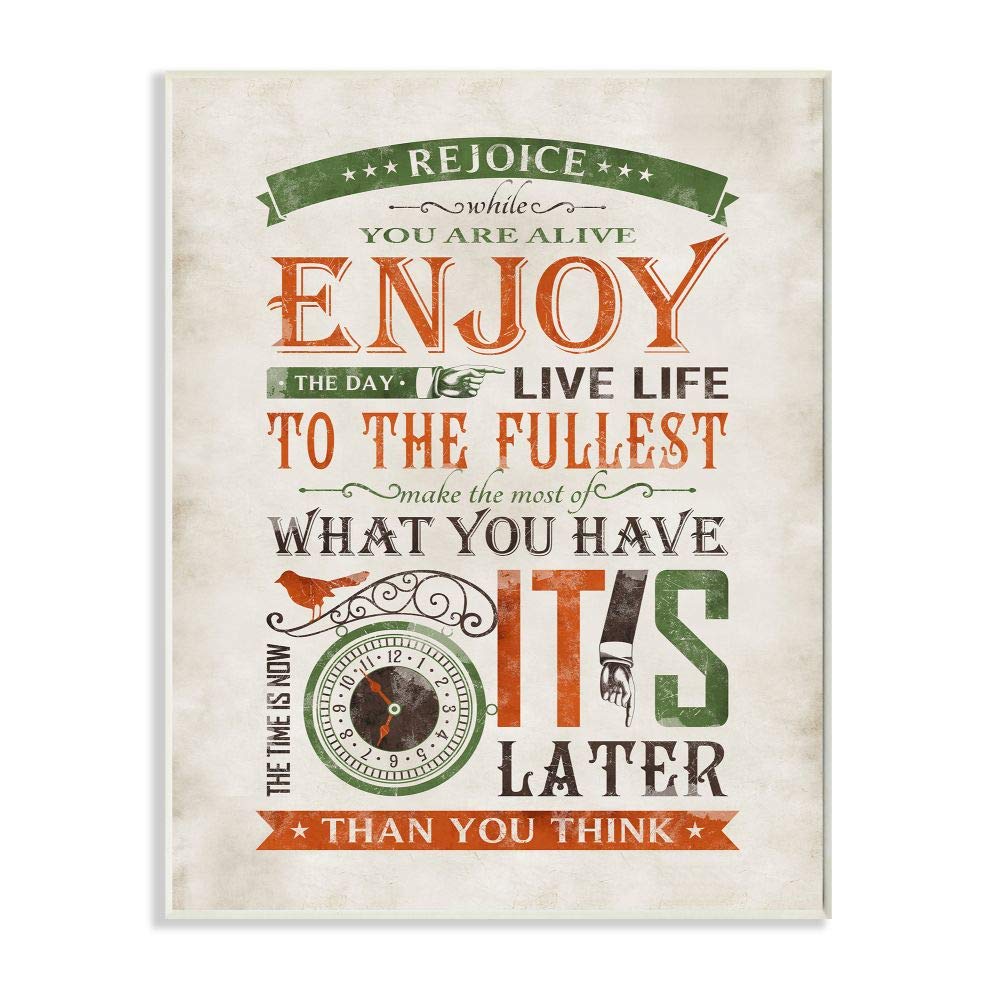 Stupell Industries Now is The Time Inspirational Word, Design by Artist Ester Kay Art, 10 x 0.5 x 15, Wall Plaque