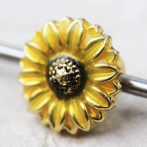 Pierced Owl 316L Stainless Steel Sunflower Industrial Barbell