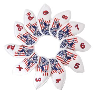 gooaction 11pcs usa eagle golf club iron headcovers american stars stripes flag pattern thick synthetic leather patriotic golf head covers set