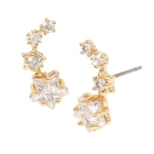 betsey johnson cz stone delicate shooting star ear climber earrings