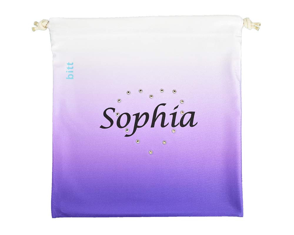 Bitt Sportswear Personalized Gymnastics Grip Bag - Ombre Colors, Customized Bag with Crystals Option (Purple Ombre)