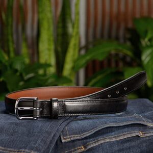 Bullhide Belts Mens Leather Belt for Casual Dress, 1.25" Wide, Black, 38 Inches