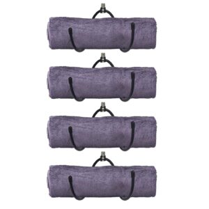 AUXPhome Adjustable Wall-Mounted Yoga Mat Foam Roller and Towel Rack Holder - 4 Pack