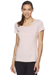 reebok womens varigated heathered basic t-shirt, pink, medium