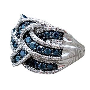 luxury and shining electroplate 925 silver blue sapphire ring women engagement bridal gifts jewelry