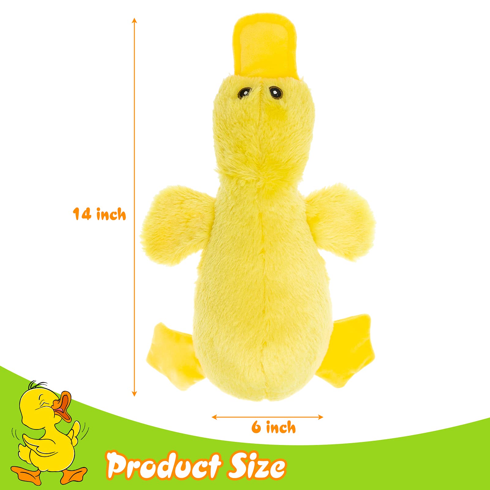 EXPAWLORER Plush Squeaky Duck Dog Toy - 14" Large Stuffed Soft Cute Duck, Best Birthday Gift Interactive Filled Chew Toys for Small Medium Large Dogs Puppy Biting Training Teething, Yellow