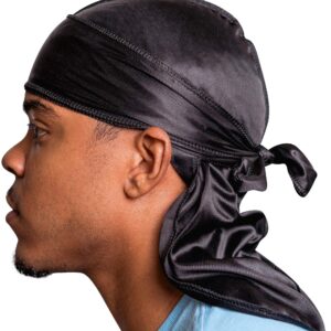 Veeta Superior Silk Durag - Smooth Silk Durag for Men & Women, Long Double Wide Straps, Outside Seam Triple Stitch Du Rag