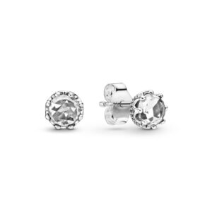 pandora clear sparkling crown stud earrings clear one size