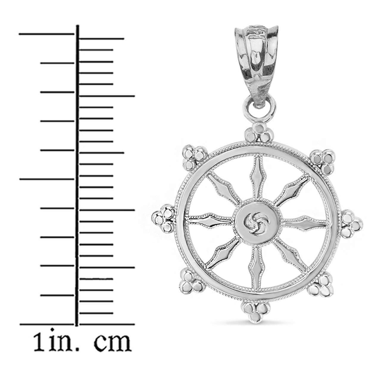 Sterling Silver Dharmachakra Wheel of the Dharma Buddhism Symbol Pendant